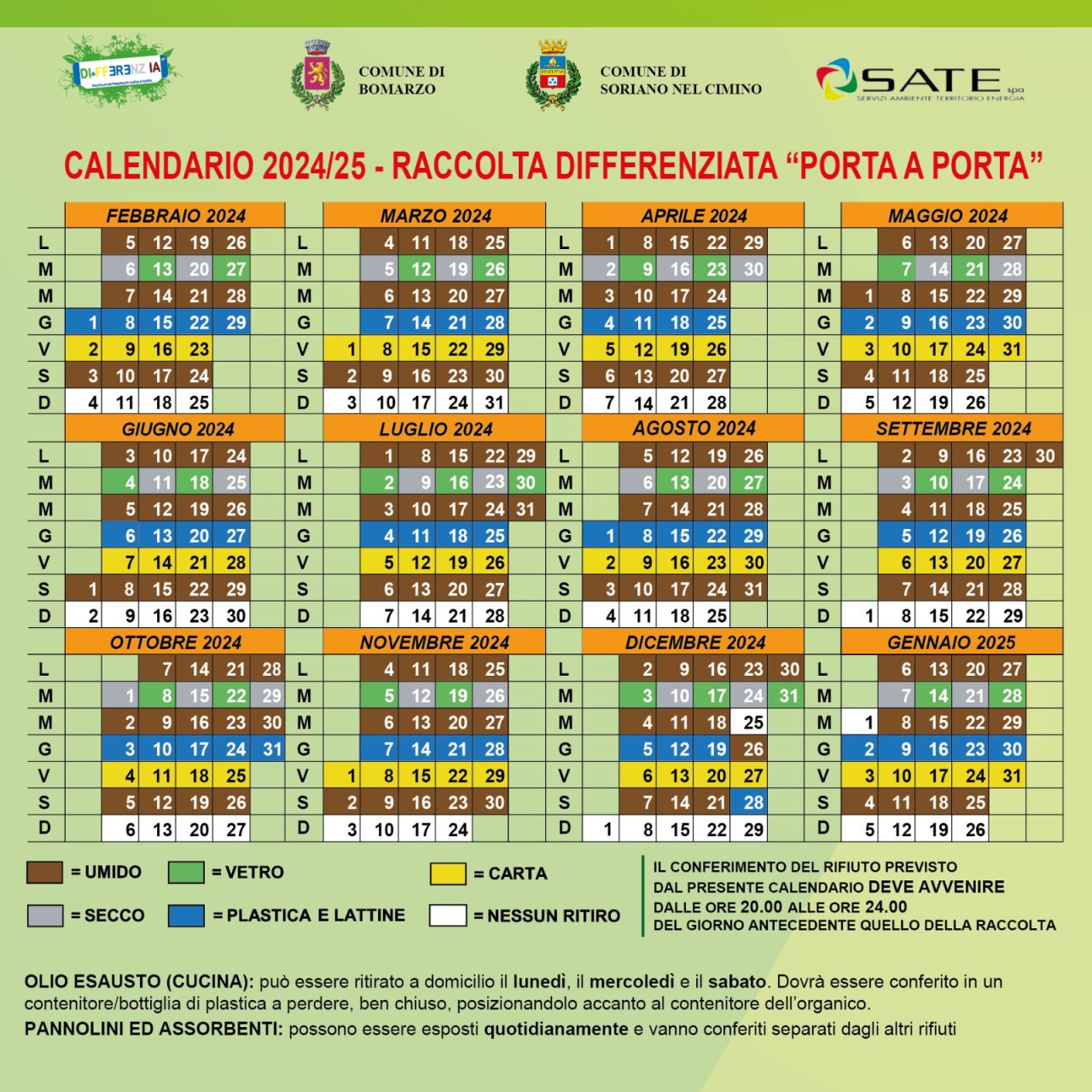 Comune Di Soriano Nel Cimino » Calendario Raccolta Differenziata 2024-2025